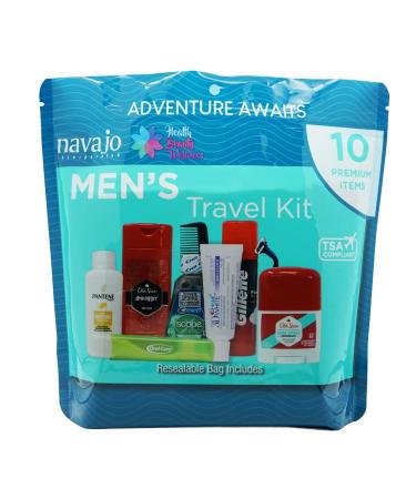 Handy Solutions 10 Piece Resealable Men's Travel Kit Printed Bag