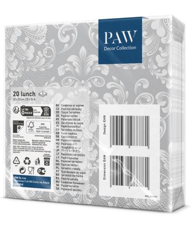 PAW 3-Layer Colorful Paper Napkins (33x33 cm) - 20 Pieces for Weddings Communions and Special Celebrations - Buy Online on SooperMarket.com