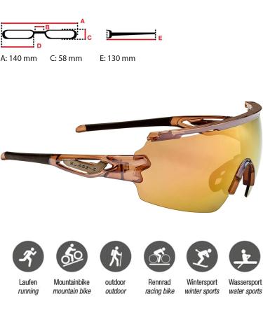 Swisseye Signal Sports Glasses - 100% UVA/UVB/UVC Protection Adjustable Nose Shiny Laser Crystal Brown/Black Includes Case - Buy Online on SooperMarket.com