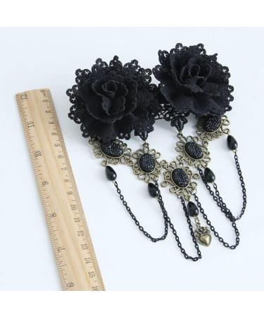 Prosy Halloween Tassel Black Flower Gothic Bead Headwear Top Masquerade Headdress Cosplay Hair Clip Hair Accessories for Women and Girls - Buy Online on SooperMarket.com