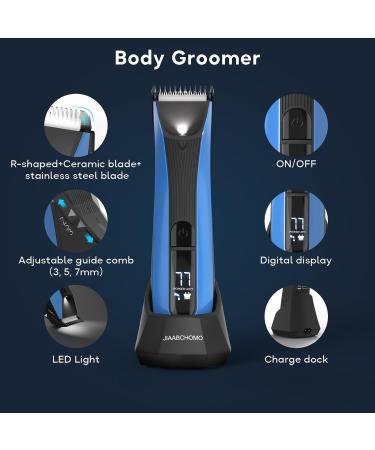 Men's Body Hair Trimmer - IPX7 Waterproof, Wet/Dry Groomer with LED Light & Digital Display - Buy Online on SooperMarket.com