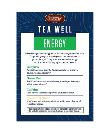 Celestial Seasonings Energy Guayusa & Green Tea with Spearmint - 12 Tea Bags (0.7 oz) - Buy Online on SooperMarket.com