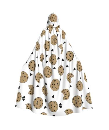 Cow With Sunflowers In Blue Print Halloween Wizard Witch Hooded Robe Cloak Christmas Hoodies Cape Cosplay For Adult Cookies Food Chocolate Chip Biscuits One Size