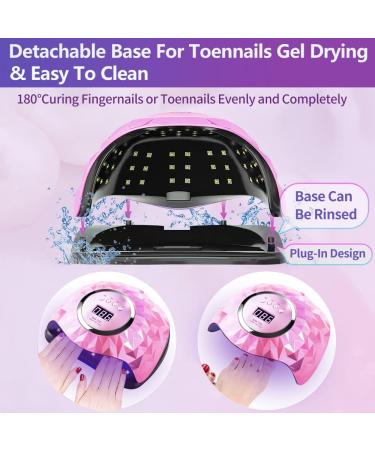 iBigLY 248W UV LED Nail Lamp | Fast Gel Nail Dryer with 60 Lamp Beads | 4 Timers Auto Sensor | Home/Salon Nail Art UV Light Tools - Pink - Buy Online on SooperMarket.com