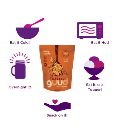 GUUD Nutty Cacao Toasted Muesola Cereal 12oz (Pack of 6) | Gluten-Free Oats with Raisins, Bananas, Almonds, Pecans, Cacao Nibs, Walnuts | Vegan & Non-GMO | Kosher Certified - Buy Online on SooperMarket.com
