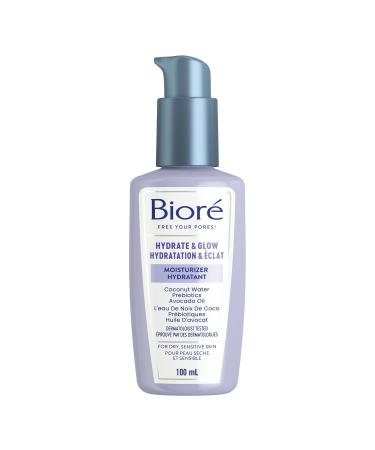 Bior Hydrate & Glow Moisturizer Face Cream for Dry Sensitive Skin infused with Prebiotics Avocado Oil and Coconut Water |Dermatologist Tested Cruelty Free and Fragrance Free (100mL)