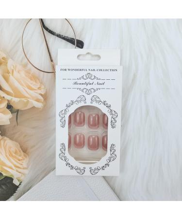 French Square Press on Fake Nails - 24Pcs Pink Gradient Full Cover Short Acrylic False Nails for Women and Girls - Buy Online on SooperMarket.com
