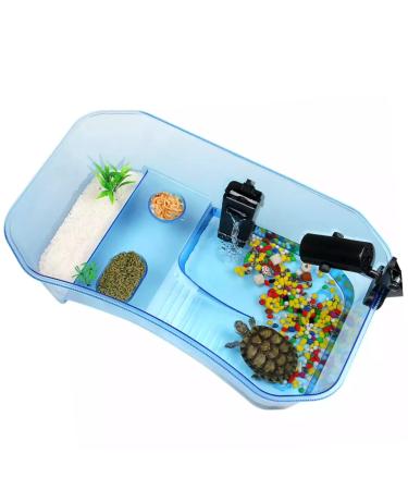 Binano Pet Turtle Tanks,Aquarium Tank,Tank for Turtles,Aquarium for Turtles,Reptile Habitat,Turtle Habitat, Plastic, Safe, Non-Toxic, Durable,Blue Medium Blue