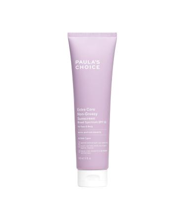 Paula's Choice Extra Care Non Greasy  Oil Free Face & Body Sunscreen SPF 50  UVA & UVB Protection  Water & Sweat Resistant  5 Ounce