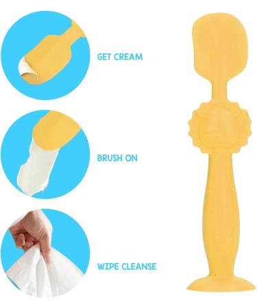 Flexible Silicone Diaper Cream Spatula - Baby Butt Paste Applicator with Suction Cup | Essential Tool for Newborns & Infants (Yellow) - Buy Online on SooperMarket.com