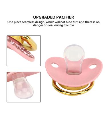 Personalized Rhinestone Baby Pacifier Clip Set - Letter H | Curved Design Silicone Soother for Milk Feeding - Buy Online on SooperMarket.com