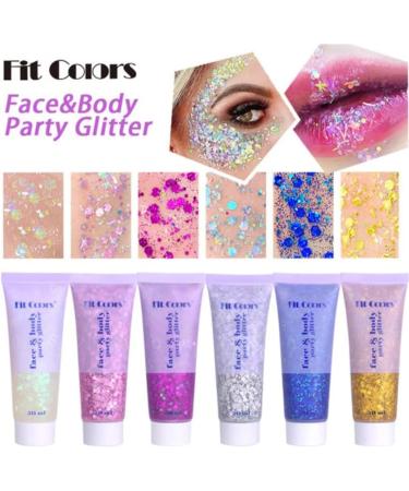 Buy Holographic Body Glitter Gel - Long Lasting Pink Sparkling Sequins for Face Body Eye Hair Nail - Perfect for Festival Makeup | International Shipping - Buy Online on SooperMarket.com