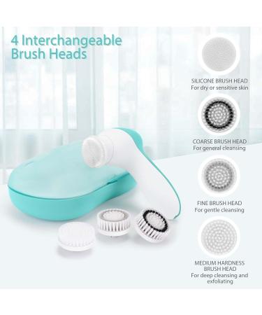 Rechargeable Facial Cleansing Spin Brush Set - 4 Exfoliating Brush Heads | Waterproof Face Spa System by CLSEVXY - Gentle Exfoliation & Deep Scrubbing - Buy Online on SooperMarket.com