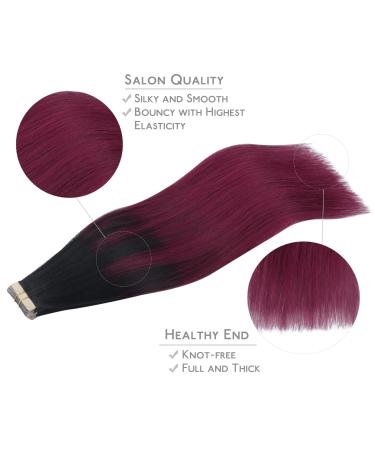 Salife Tape Extensions - 20 Pcs Real Hair 50g 14 Inch Jet Black to Burgundy Remy Invisible Skin Weft Tape In - Buy Online on SooperMarket.com