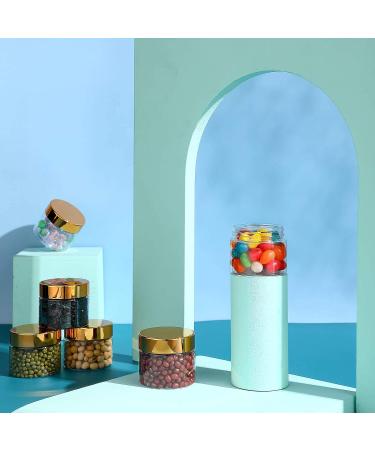 SATINIOR 24 Pack 2 oz Clear Plastic Jars with Gold Lids - Wide-Mouth Storage Containers for Beauty Products, Cosmetics, Crafts, and Food - Buy Online on SooperMarket.com