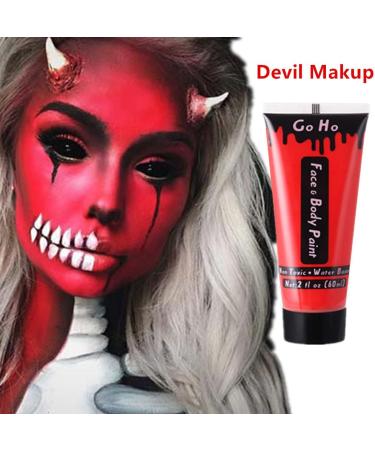 Go Ho Red Cream Face Body Paint(2.37 oz) Water Based Red Devil Makeup Face Painting for Adults Children SFX Cosplay Costumes Festivals Halloween - Buy Online on SooperMarket.com