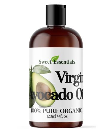 Sweet Essentials Premium Organic Unrefined/Virgin Avocado Oil 4oz Imported From Italy 100% Pure NON-GMO Cold Pressed Food Grade Green in Color