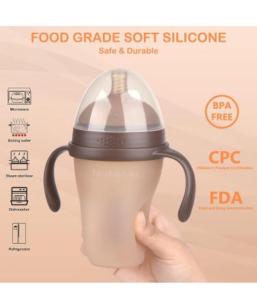 Silicone Nipple Breastfeeding Baby Bottle - Anti Colic 8oz Slow Flow Bottle for Newborns - Soft Silicone, BPA Free - Buy Online on SooperMarket.com