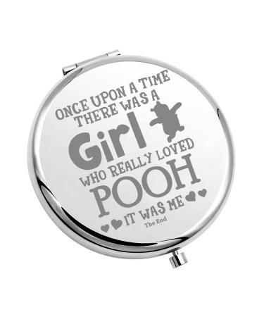 KUIYAI Pooh Bear Gift Pooh Bear Pocket Mirror Once Upon A Time There Was A Girl Who Really Loved Pooh Purse Mirror (once upon poohUK)