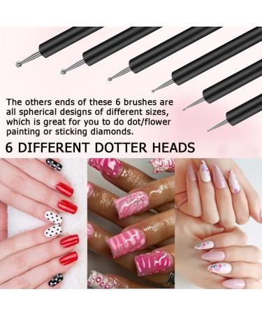 Lofuanna Nail Art Brush Set - 6pcs Double Ended Fine Liner & Dotting Pen Painting Tools for Salon & DIY Manicures - Buy Online on SooperMarket.com