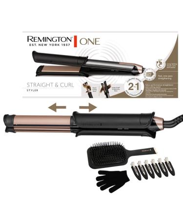 Remington One smooth iron & curling iron 2in1 multi-style smooth/curly mode with a switchable heated outdoor area (including brush brackets glove 150-230 digital display) Hair smoothing S6078 Multi-Styler: Low iron & curling rod