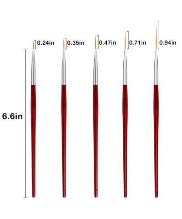 5 Pack Nail Art Eyeliner Brush Set for Precision Lines and Detailing - Buy Online on SooperMarket.com