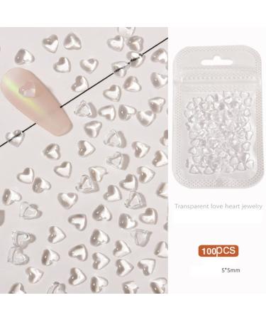 200PCS Clear Heart Nail Art Decals - 3D Acrylic Charms for DIY Manicures - Salon Quality Accessories for Women - Buy Online on SooperMarket.com