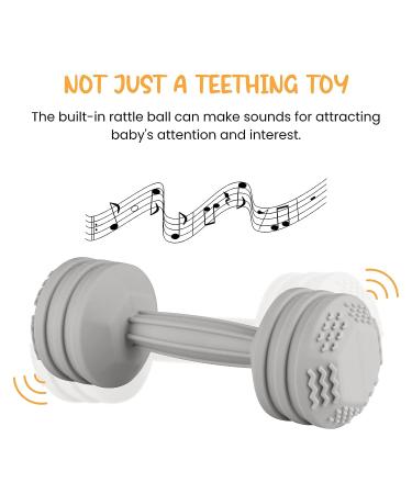 Silicone Baby Dumbbell Teether Toy - Weighted Rattle and Sensory Toy for Boys and Girls - Buy Online on SooperMarket.com
