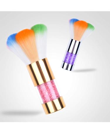 2Pcs Colorful Nail Art Dust Brush Remover for Acrylic & UV Gel Nails with Rhinestone Handle - Buy Online on SooperMarket.com