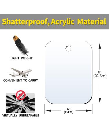 2 Pack Fogless Shower Mirrors for Shaving - Portable, Unbreakable, Anti-Fog, Wall/Camping Hanging - 8x6 Medium Size - Ideal for Travel, Bathroom, Locker - Makeup, Shave - Buy Online on SooperMarket.com