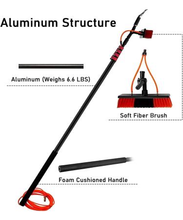 Window Cleaning Brush Equipment Water Fed Telescopic Brush/Brush and Squeegee/Extendable Water Fed Pole Set Scrubbing Brush 55cm Brush Head 8M/27FT - Buy Online on SooperMarket.com