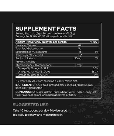 Plant of Life Black Seed Oil - Maximum Strength 3X Thymoquinone Plant-Based Vegan 100% Cold-Pressed Nigella Sativa Cumin Seed Oil (Non-GMO & Pure) - Buy Online on SooperMarket.com