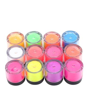 Fluorescent Powder Set - 12 Colors Glow in the Dark Nail Art & Party Decoration | DIY Phosphorus Manicure Accessories for Halloween - Buy Online on SooperMarket.com