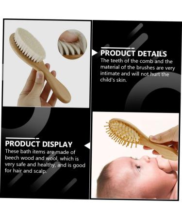 Healeved 4 Pcs Baby Hair Brush Comb Scalp Scrubber Spa Kit - Natural Soft Brushes for Baby Shampoo & Detangling - Children's Bathing Supply and Baby Care Set - Buy Online on SooperMarket.com