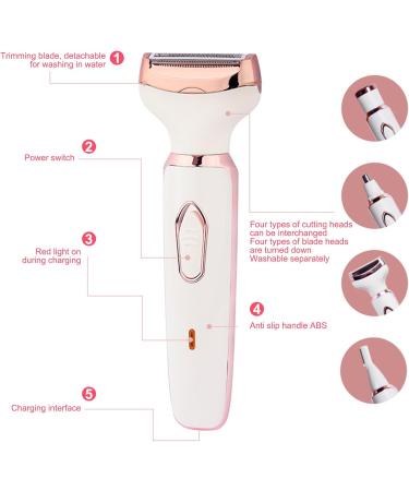 4-in-1 Women's Electric Hair Remover | Rechargeable Body Hair Removal & Grooming Set - Trimmer for Nose Lip Eyebrows & Face - Buy Online on SooperMarket.com