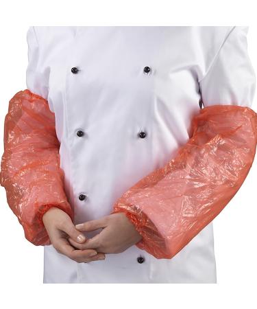 100 x Simply Direct Red Poly Polythene Disposable Latex Free Oversleeves with Elastic Cuffs (40cm x 40cm - 15.7" x 15.7") 100 Red