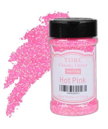 TORC Iridescent Hot Pink Chunky Glitter 4 OZ Glitter for Resin Crafts Tumblers Cosmetic Makeup Nail Art Festival Decoration Iridescent Hot Pink 4 oz