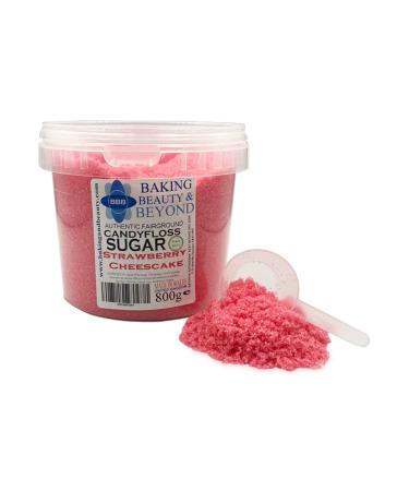 Baking Beauty and Beyond Premium Floss Sugar for Cotton Candy - Cotton Candy Flossing Sugar with Natural Ingredients Perfect for Every Occasion Bulk Floss Sugar 800g - Strawbery-Cheesecake Flavour