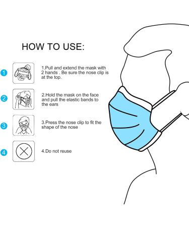 NU R Disposable Face Mask 3Ply Mask with Filter Layer and Elastic Earloop Retail 50pcs/box BLUE 400PCS - Buy Online on SooperMarket.com