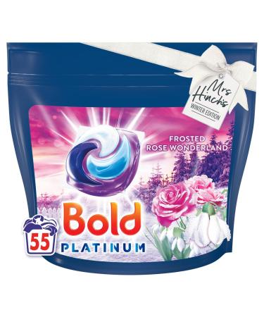 Bold All-in-1 Laundry Detergent Washing Pods/Washing Liquid Capsules 55 Washes Stain Remover For Clothes Laundry Pods With Built In Lenor Softener Rose Wonderland Scent Limited Edition