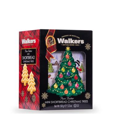 Walker's Shortbread Christmas Tree Shaped Mini Holiday Cookies, Pure Butter Shortbread Cookies, 5.3 Oz Box Christmas Tree Shaped Cookies