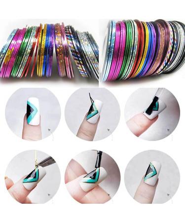 10 Rolls Mixed Colorful Nail Art Striping Tape Lines Width 2mm-Striping Tape for Nail Art-Nail Striping Tape Foil-Nail Striping Tape Thick-Nail Striping Tape with Dispenser-Self-Adhesive DIY Nail Art Tape - Buy Online on SooperMarket.com