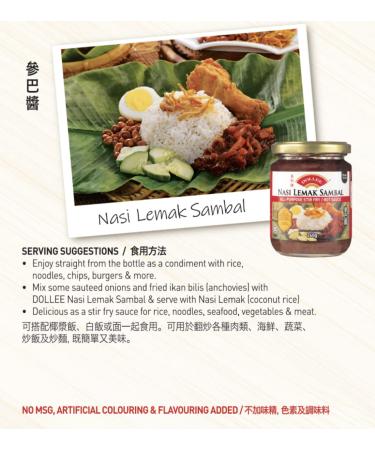 Nasi Lemak Sambal Stir Fry Sauce - 200g (1 Pack) - Buy Online on SooperMarket.com