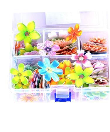 100PCS Glutinous Edible Rice Paper Flower Shape Cake Baking Decoration Edible Flower for Cake Toppers Birthday Wedding Party Cupcake Food Decorations Rice Paper Cupcake Topper Decoration