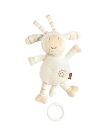 Fehn music box baby sleep aid sheep - cuddly toys with fastening - sleep aid melody "Brahms Wiegenlied" - baby toys for on the go & home - music toys for babies & children