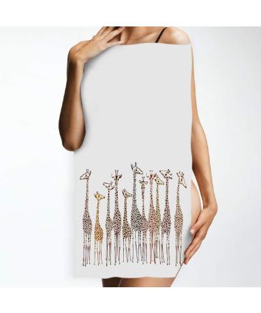 Cute Cartoon Giraffe Hand Towels - Soft & Absorbent | Perfect for Bathroom, Hotel, Gym & Spa | 16 x 30 Inches White - Buy Online on SooperMarket.com
