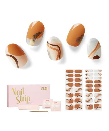 NAILOG Semi Cured Gel Nail Strips 34 pcs Salon-Quality Gel Nail Stickers Long Lasting Nail Wraps for Women with Soft Gel Finish Maze