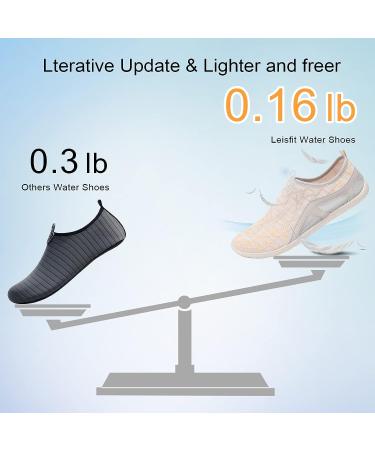 LeIsfIt Unisex Water Shoes - Quick-Dry Aqua Socks for Beach, Pool, Surf - Beige - Size 8-9 Women/6.5-7 Men - Buy Online on SooperMarket.com