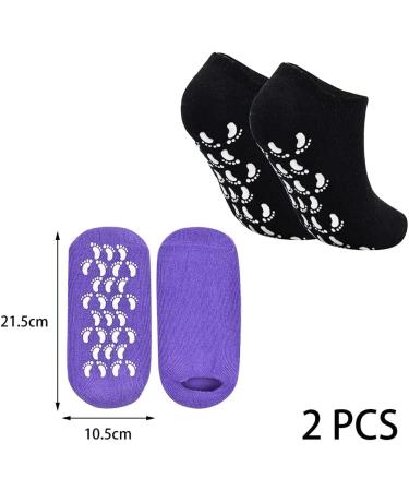 2 Pairs Moisturizing Gel Socks | Vitamin & Oil Infused Spa Foot Care | Black & Purple for Women - Buy Online on SooperMarket.com