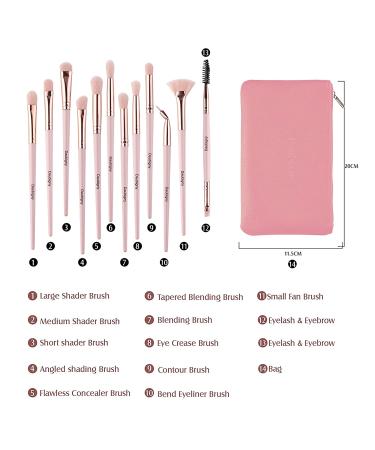 Daubigny 12 PCS Eye Makeup Brushes Set - Professional Eyeshadow, Concealer & Blending Tools with Carrying Bag (Pink) - Buy Online on SooperMarket.com